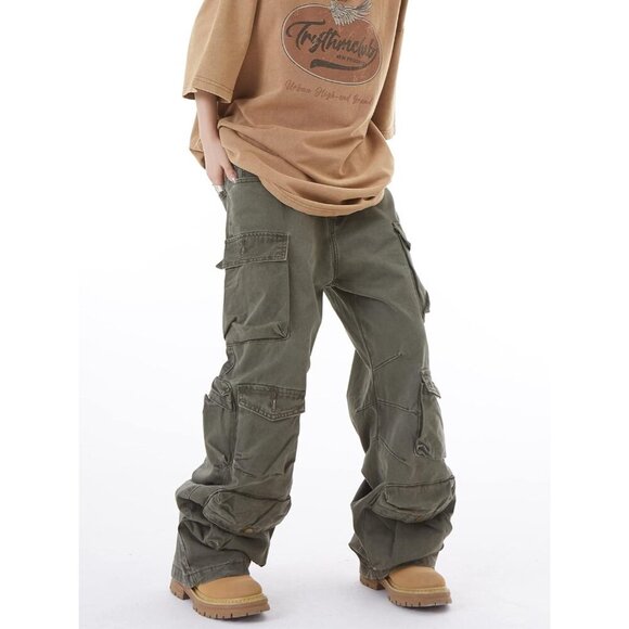 Fairy Grunge Vibes: Women's Army Green Baggy Cargo Pants for Effortless Style - Picture 2 of 5